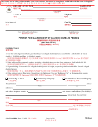 Document preview: Form CC-GN-002BLC Petition for Guardianship of Alleged Disabled Person - Maryland (English/Chinese)