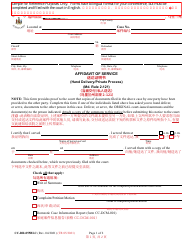 Document preview: Form CC-DR-055BLC Affidavit of Service (Hand Delivery/Private Process) - Maryland (English/Chinese)