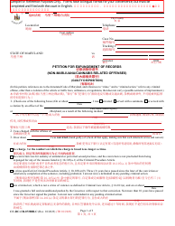 Document preview: Form CC-DC-CR-072BBLC Petition for Expungement of Records (Non-marijuana/Cannabis Related Offenses) - Maryland (English/Chinese)