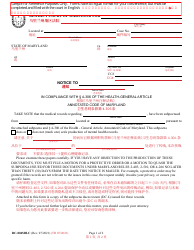 Document preview: Form DC-004SBLC Notice of Intent to Subpoena Medical Records - Maryland (English/Chinese)