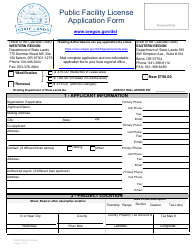 Document preview: Public Facility License Application Form - Oregon
