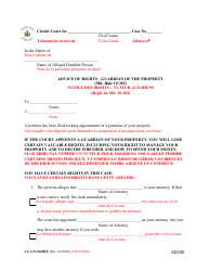 Document preview: Form CC-GN-016BLF Advice of Rights - Guardian of the Property - Maryland (English/French)