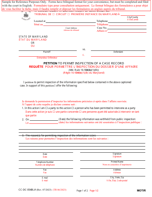 Form CC-DC-054BLF  Printable Pdf
