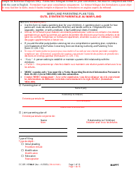 Document preview: Form CC-DR-109BLF Maryland Parenting Plan Tool - Maryland (English/French)