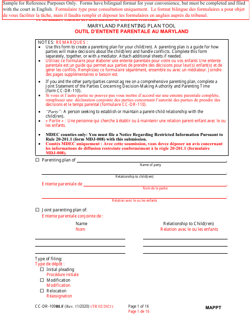 Form CC-DR-109BLF  Printable Pdf