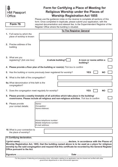 Form 76  Printable Pdf