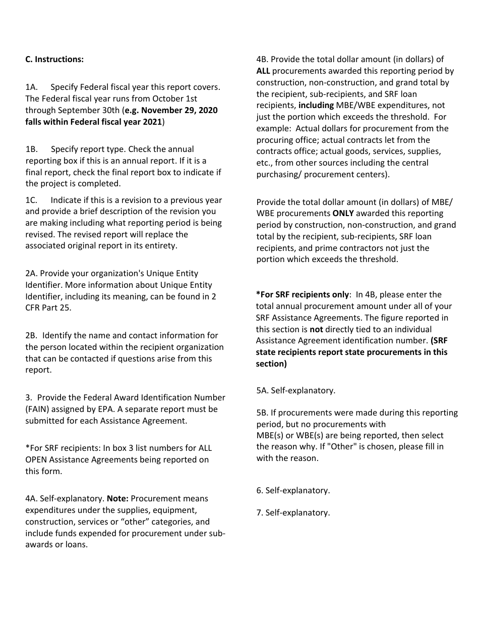 EPA Form 5700-52A Mbe / Wbe Utilization Under Federal Grants and Cooperative Agreements, Page 3