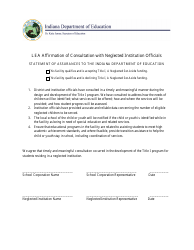 Document preview: Lea Affirmation of Consultation With Neglected Institution Officials - Indiana