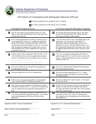 Document preview: Affirmation of Consultation With Delinquent Institution Officials - Indiana