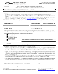 Document preview: Form WDVA2059 Request for Certification for Wisconsin Veterans Grant for Private Nonprofit Schools - Wisconsin
