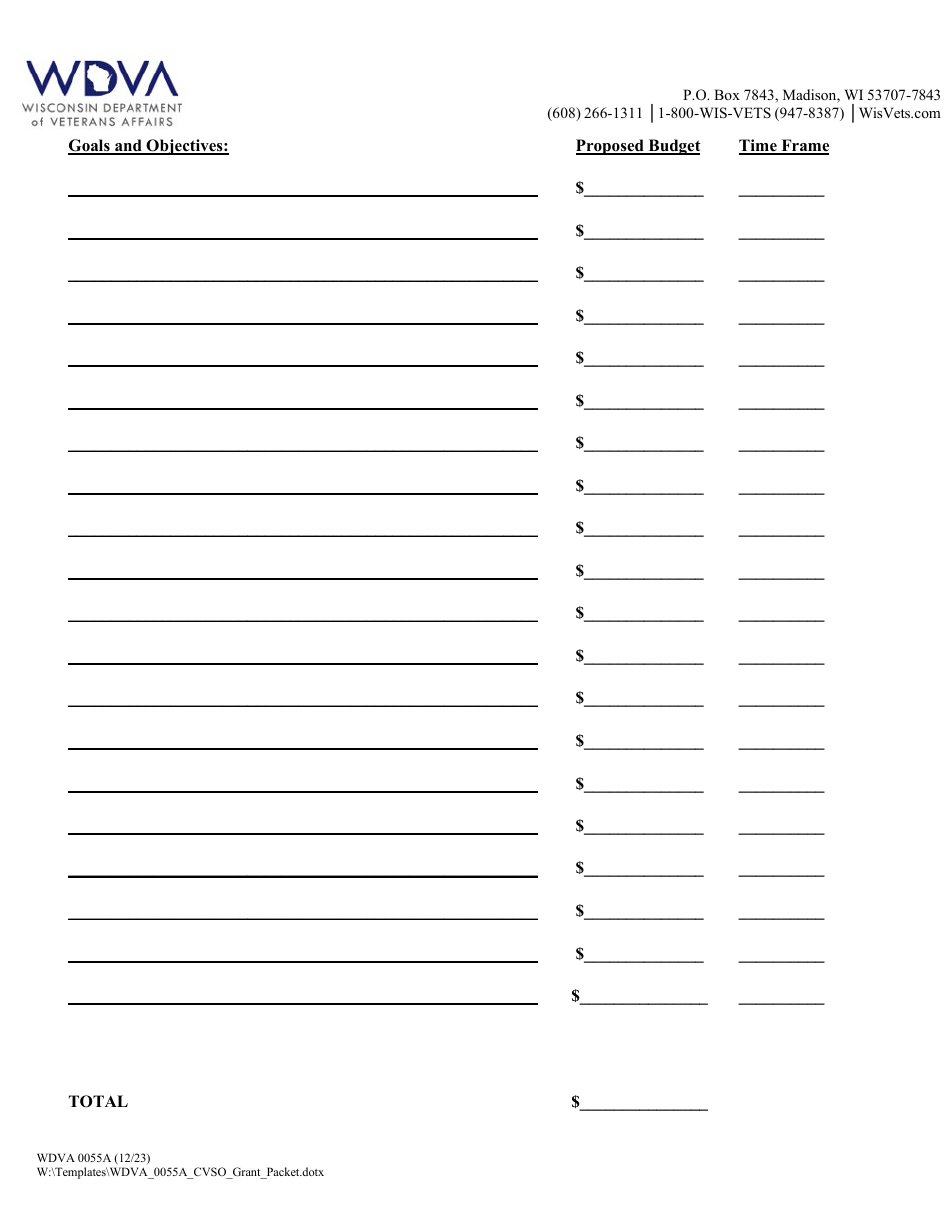 Form WDVA0055A Application for County Veterans Service Grant - Wisconsin, Page 11