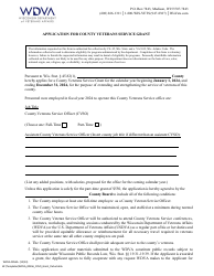 Form WDVA0055A Application for County Veterans Service Grant - Wisconsin