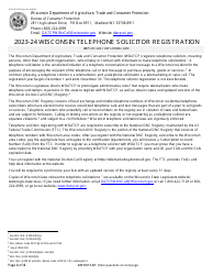 Form DTCP-BCP-001 Wisconsin Telephone Solicitor Registration - Wisconsin