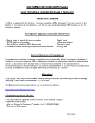 Compliance and Investigations Unit Complaint Form - Delaware, Page 3