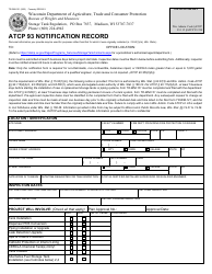 Document preview: Form TR-WM-121 Atcp 93 Notification Record - Wisconsin