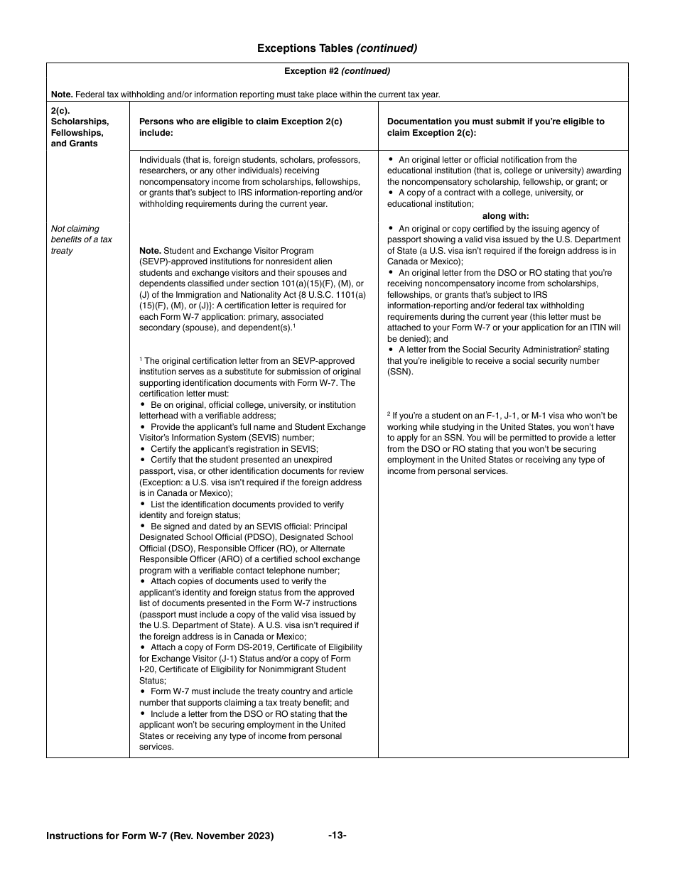 Instructions for IRS Form W-7 Application for IRS Individual Taxpayer Identification Number, Page 13