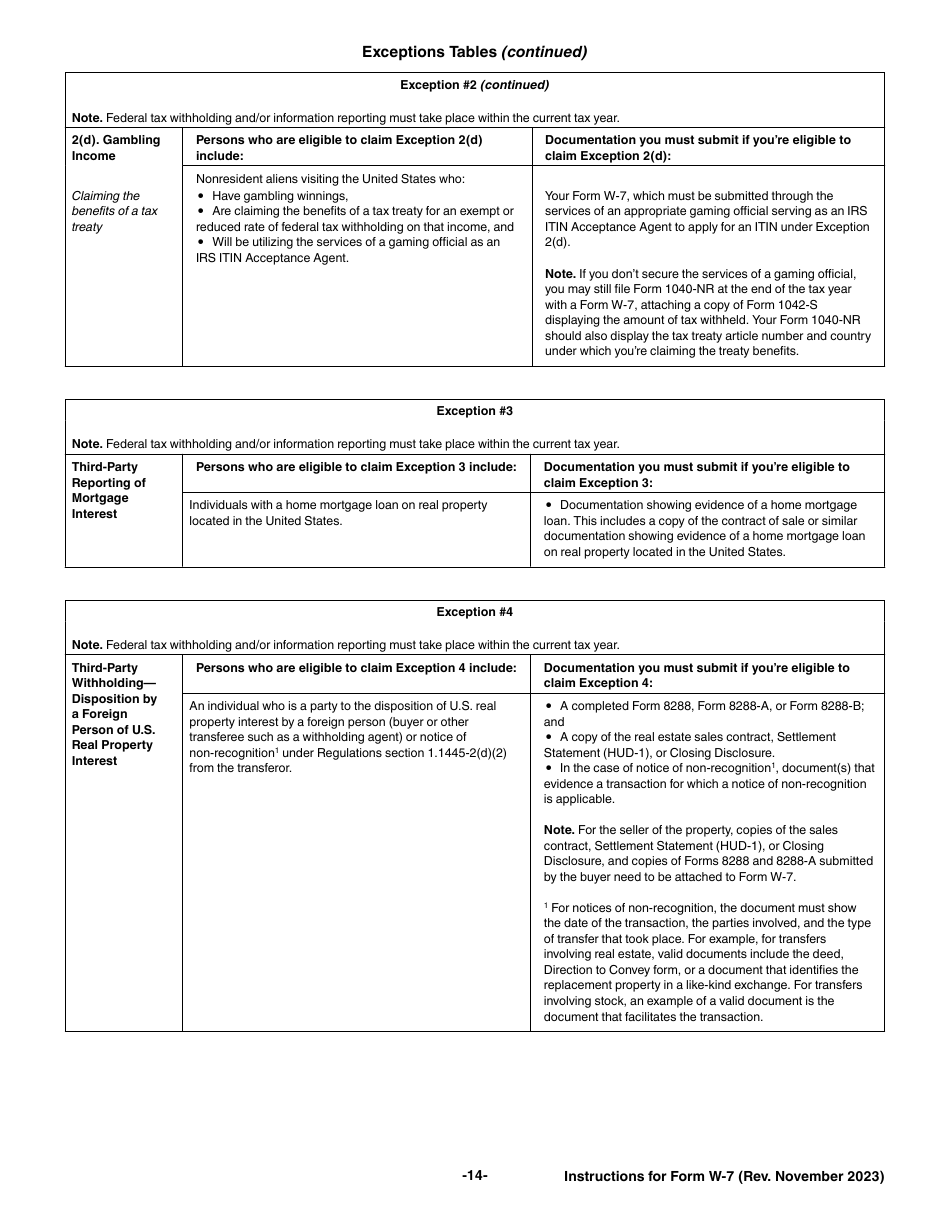 Instructions for IRS Form W-7 Application for IRS Individual Taxpayer Identification Number, Page 14