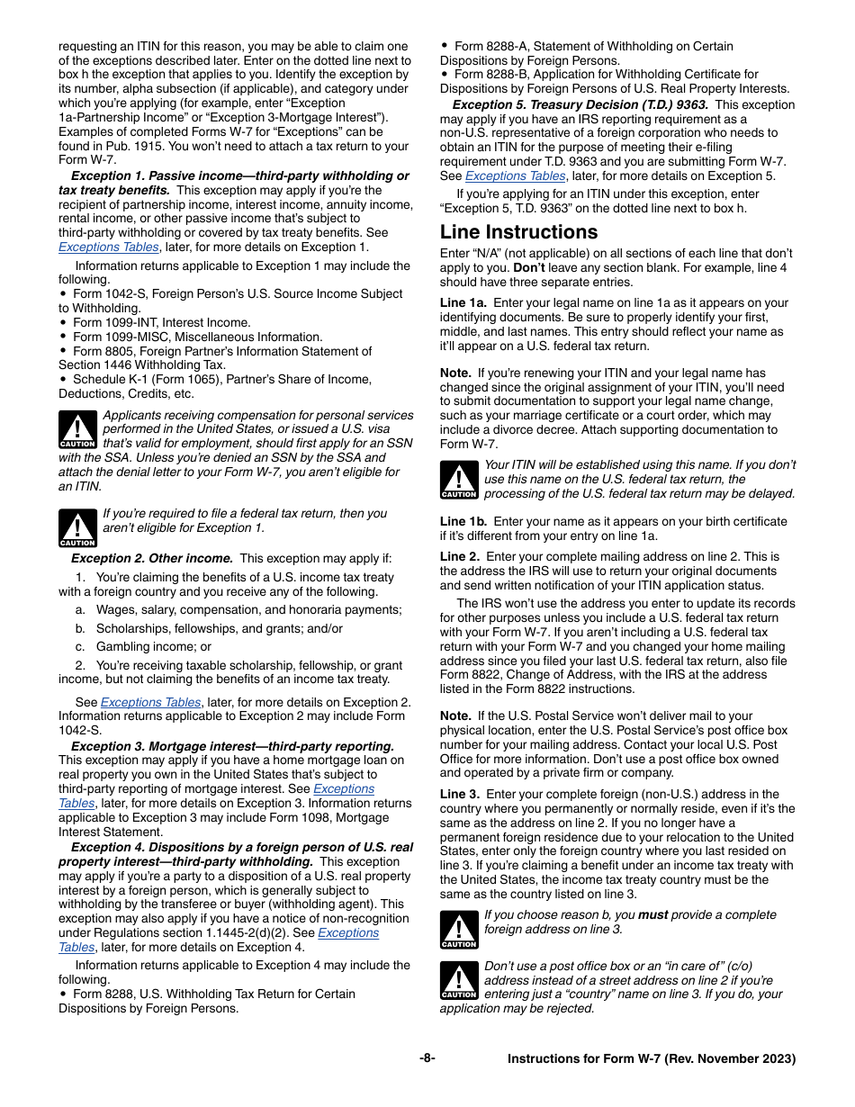 Instructions for IRS Form W-7 Application for IRS Individual Taxpayer Identification Number, Page 8