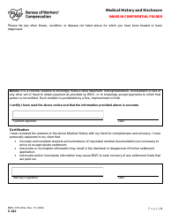 Form C-242 (BWC-1374) Medical History and Disclosure - Ohio, Page 2