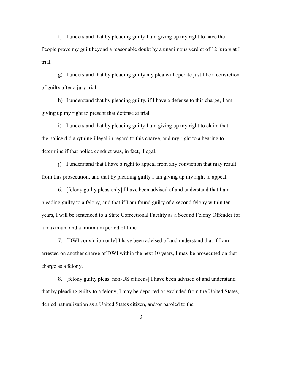 Plea Agreement / Waiver of Rights - Allegany County, New York, Page 3