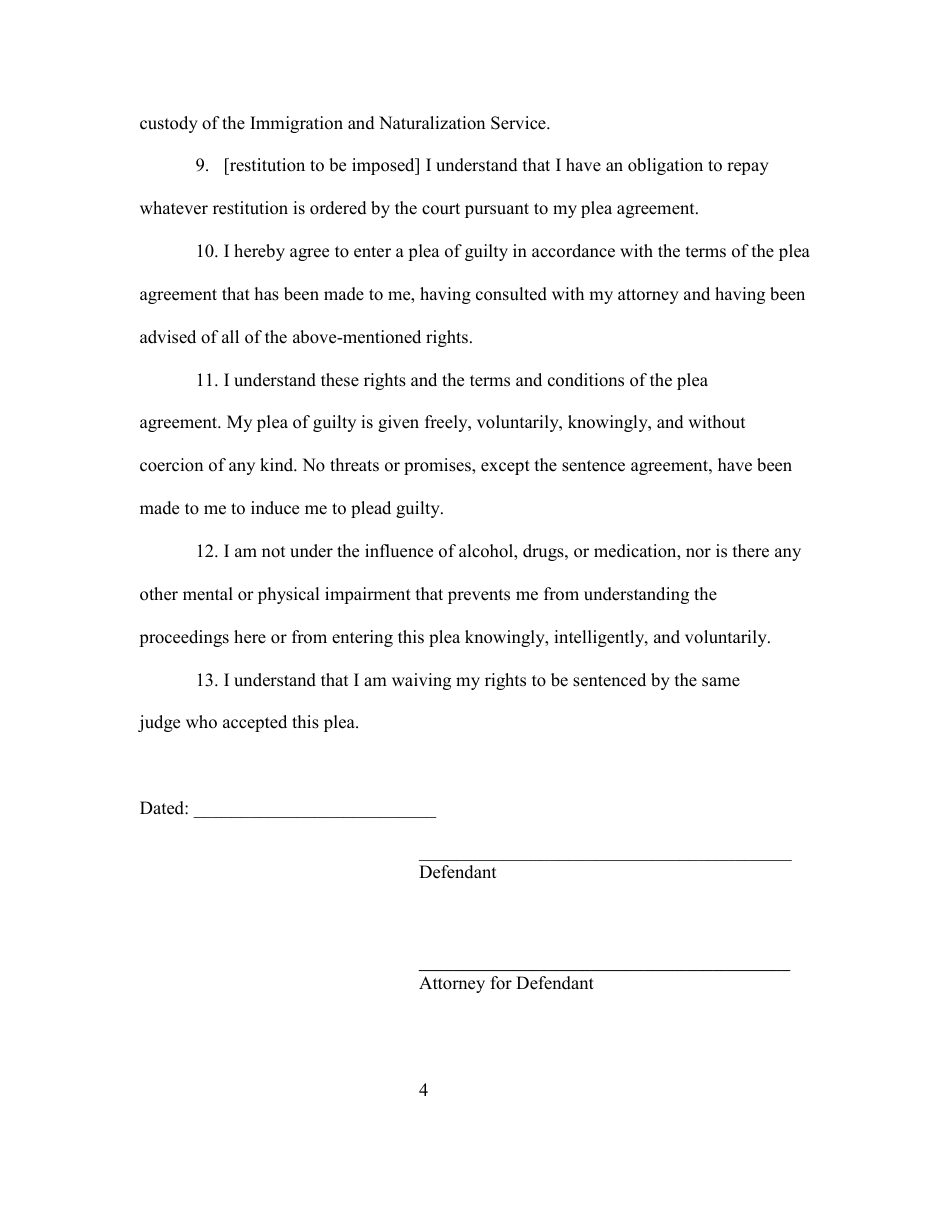 Plea Agreement / Waiver of Rights - Allegany County, New York, Page 4