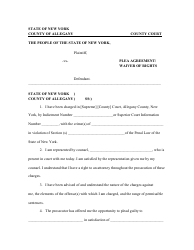 Document preview: Plea Agreement/Waiver of Rights - Allegany County, New York