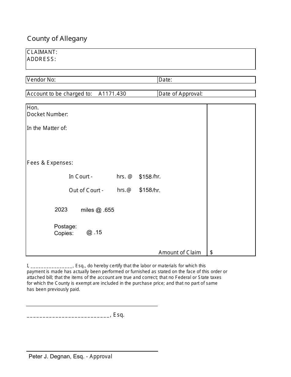 Voucher Template - Allegany County, New York, Page 1