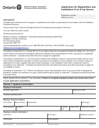 Document preview: Form ON00057E Application for Registration and Installation of an X-Ray Source - Ontario, Canada
