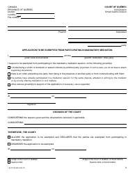 Form SJ-1107A Application to Be Exempted From Participating in Mandatory Mediation/Application for Review of the Decision Regarding the Obligation to Participate in Mandatory Mediation - Quebec, Canada, Page 3