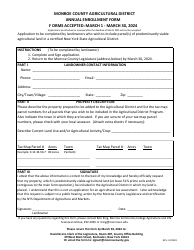 Document preview: Monroe County Agricultural District Annual Enrollment Form - Monroe County, New York, 2024