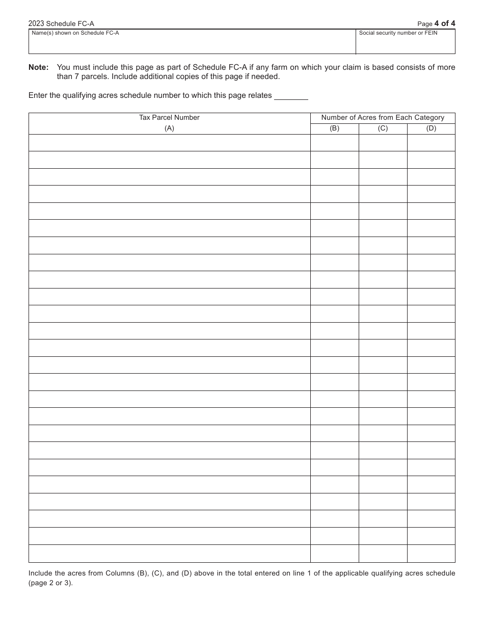 Form I-025AI Schedule FC-A Farmland Preservation Credit - Wisconsin, Page 4