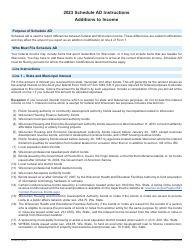 Document preview: Instructions for Form 1, I-0101 Schedule AD Additions to Income - Wisconsin, 2023