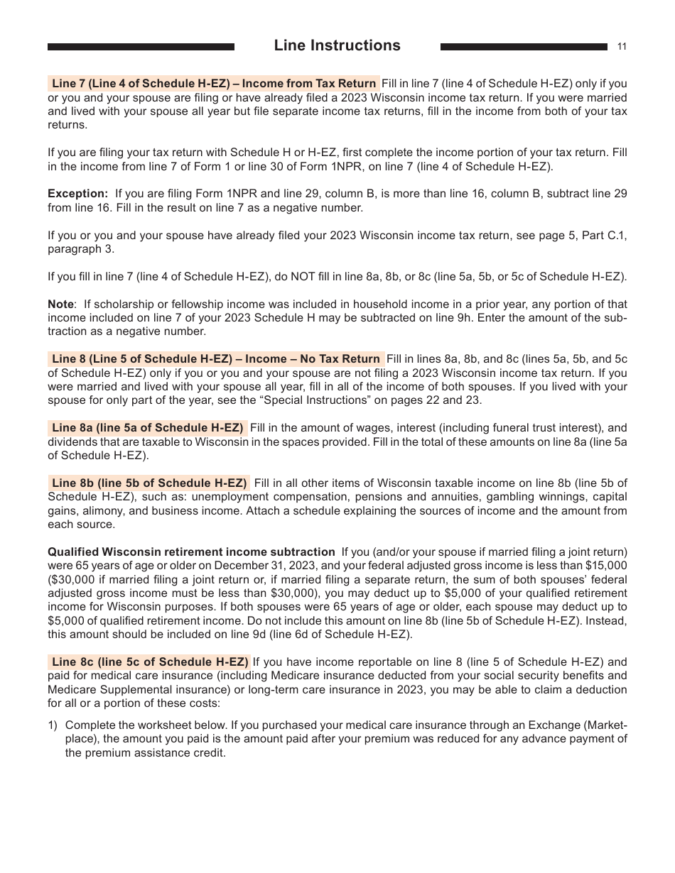 Instructions for Form I-015I, I-016I Schedule H, H-EZ - Wisconsin, Page 11