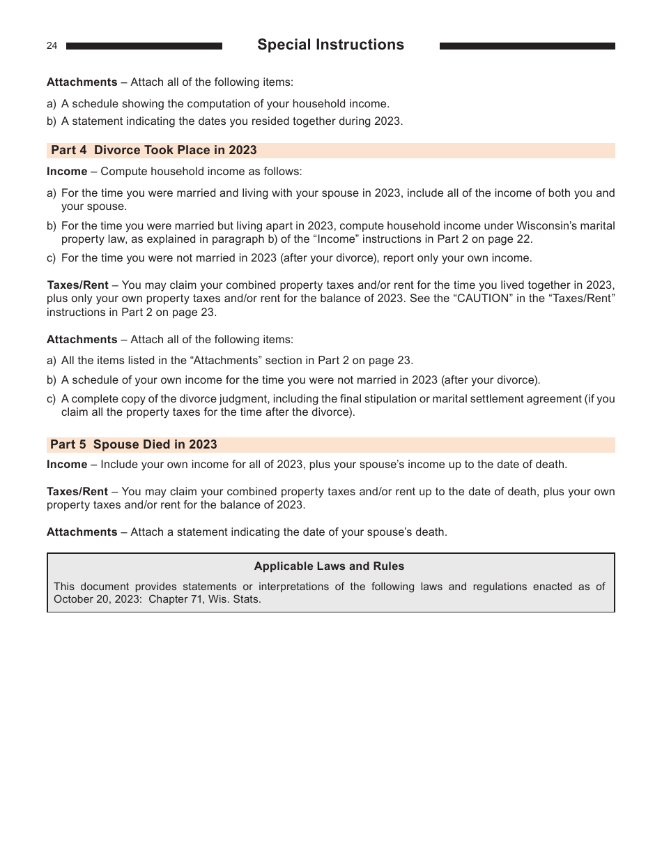 Instructions for Form I-015I, I-016I Schedule H, H-EZ - Wisconsin, Page 24