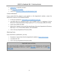 Instructions for Form IC-056 Schedule 5K-1 Tax-Option (S) Corporation Shareholder&#039;s Share of Income, Deductions, Credits, Etc. - Wisconsin, Page 31