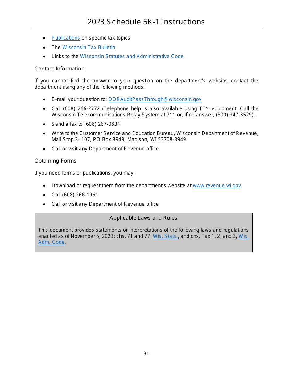 Instructions for Form IC-056 Schedule 5K-1 Tax-Option (S) Corporation Shareholders Share of Income, Deductions, Credits, Etc. - Wisconsin, Page 31
