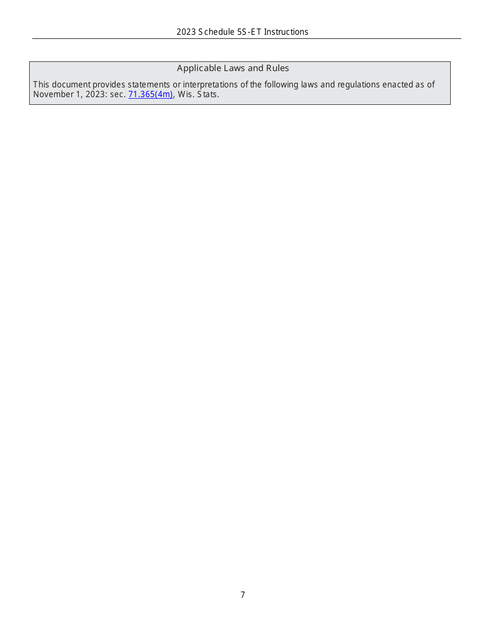 Instructions for Form IC-010 Schedule 5S-ET Entity-Level Tax Computation - Wisconsin, Page 7
