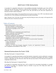 Document preview: Instructions for Form 1CNS, IC-057 Composite Wisconsin Individual Income Tax Return for Nonresident Tax-Option (S) Corporation Shareholders - Wisconsin