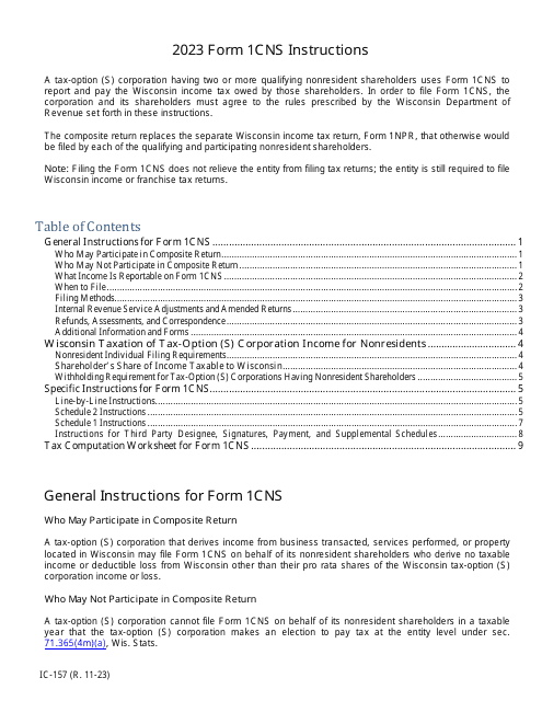 Form 1CNS, IC-057 2023 Printable Pdf
