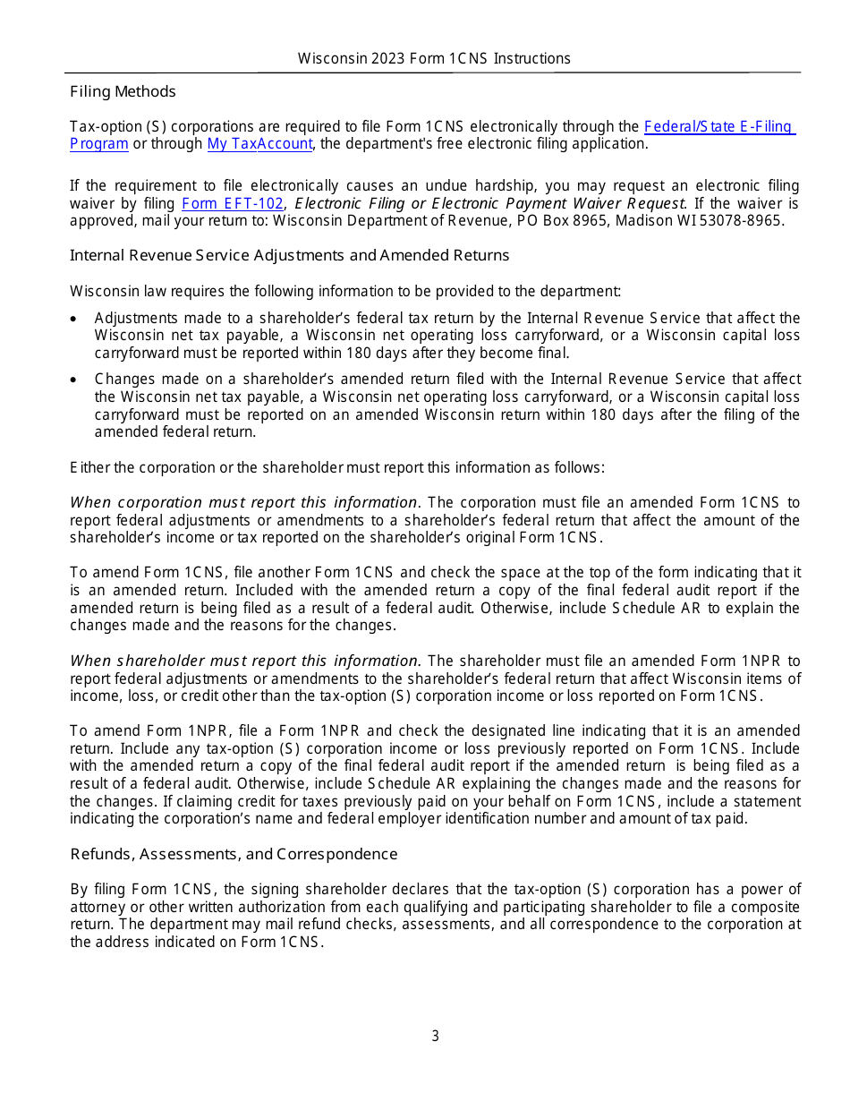Instructions for Form 1CNS, IC-057 Composite Wisconsin Individual Income Tax Return for Nonresident Tax-Option (S) Corporation Shareholders - Wisconsin, Page 3