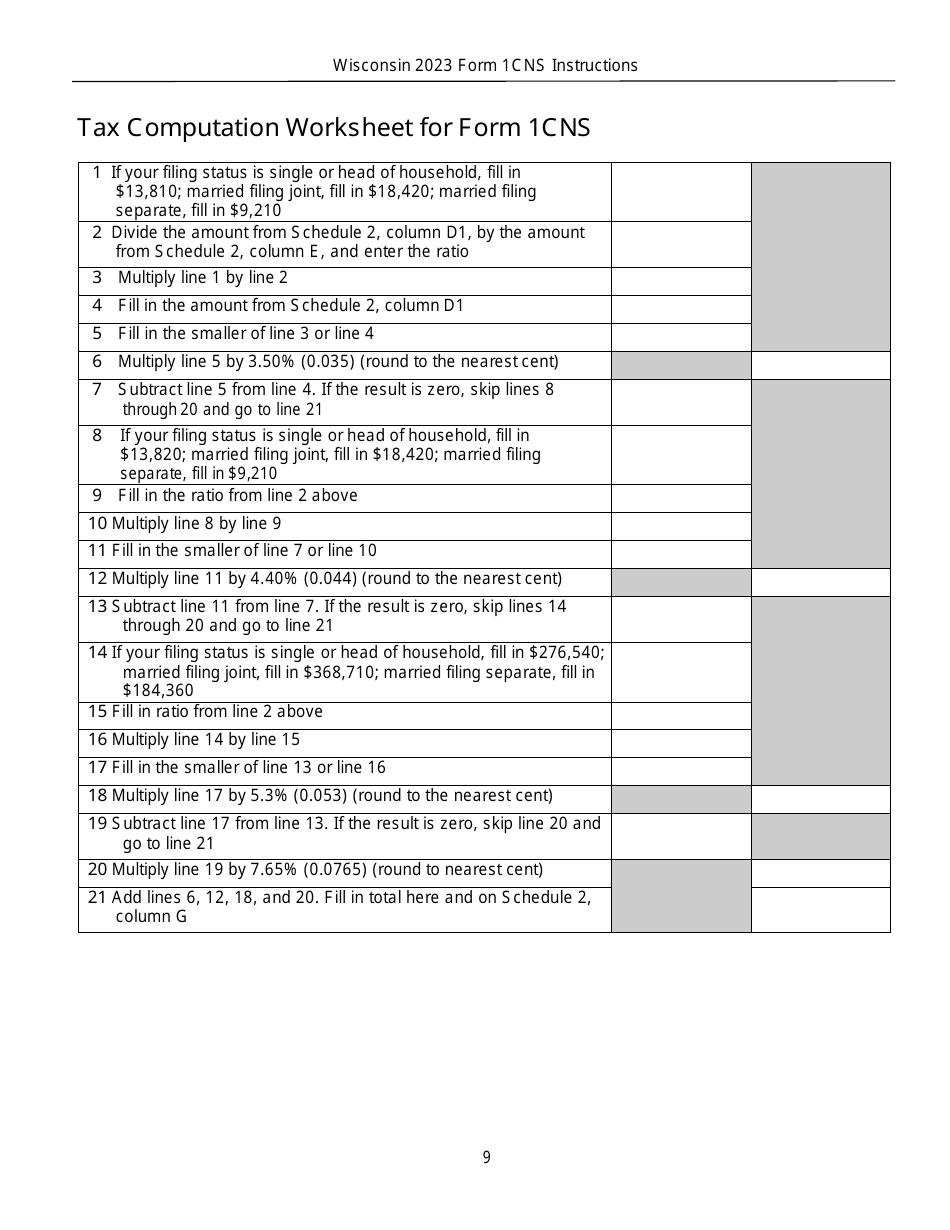 Download Instructions For Form 1cns Ic 057 Composite Wisconsin Individual Income Tax Return For 5356