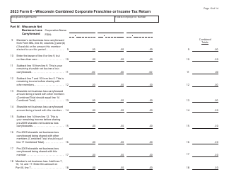 Form 6 (IC-406) Wisconsin Combined Corporation Franchise or Income Tax Return - Wisconsin, Page 10