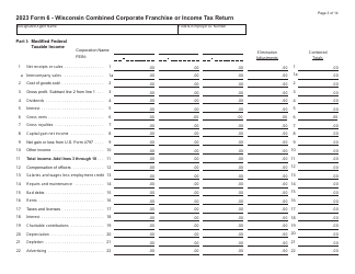 Form 6 (IC-406) Wisconsin Combined Corporation Franchise or Income Tax Return - Wisconsin, Page 3