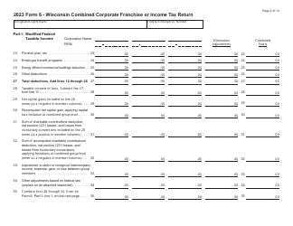 Form 6 (IC-406) Wisconsin Combined Corporation Franchise or Income Tax Return - Wisconsin, Page 4
