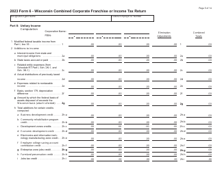 Form 6 (IC-406) Wisconsin Combined Corporation Franchise or Income Tax Return - Wisconsin, Page 5
