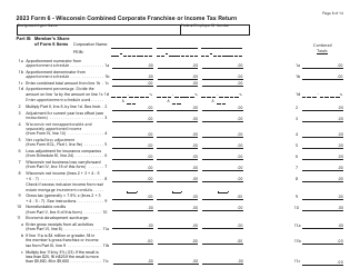 Form 6 (IC-406) Wisconsin Combined Corporation Franchise or Income Tax Return - Wisconsin, Page 8