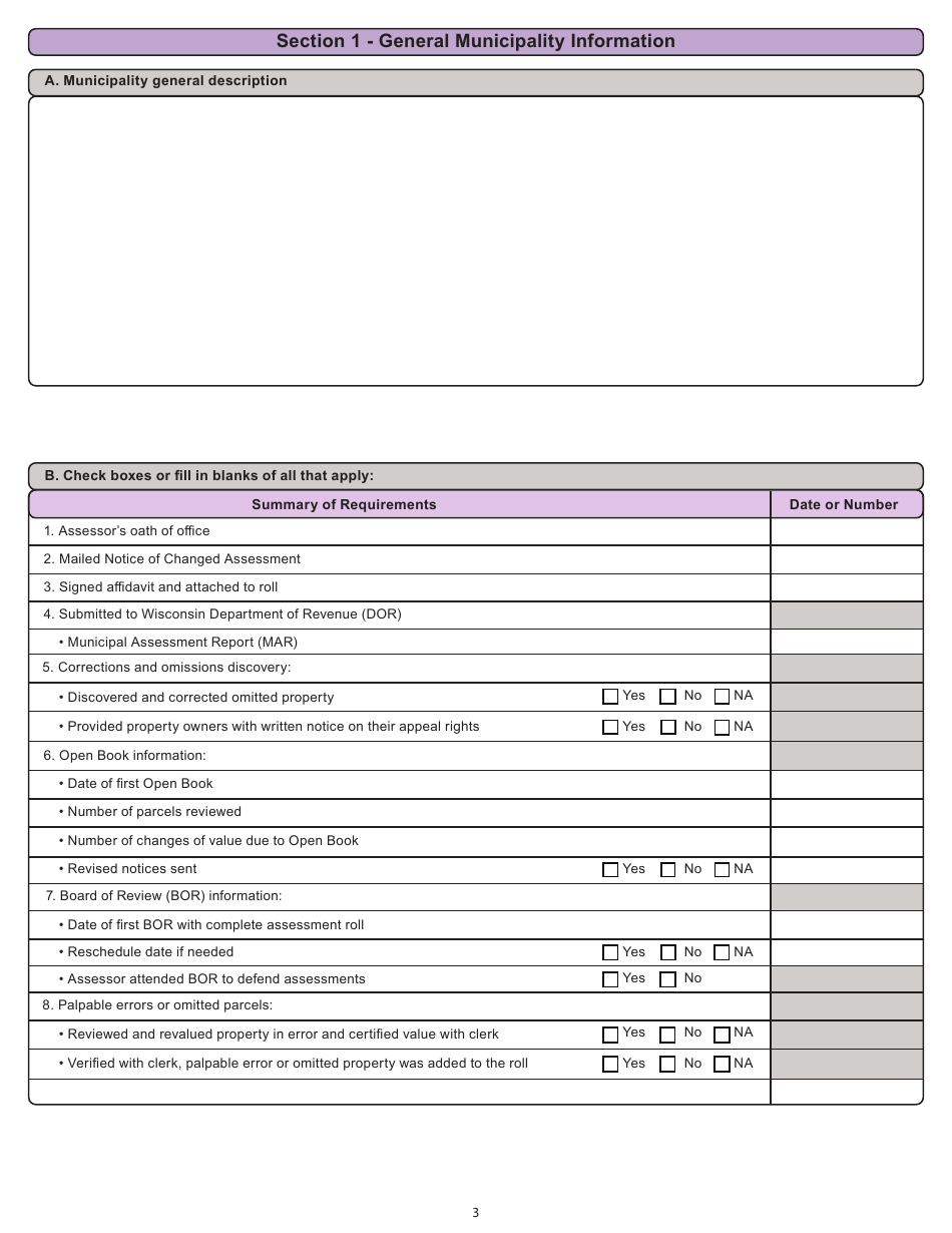 Form PR-800 Annual Assessment Report - Wisconsin, Page 3