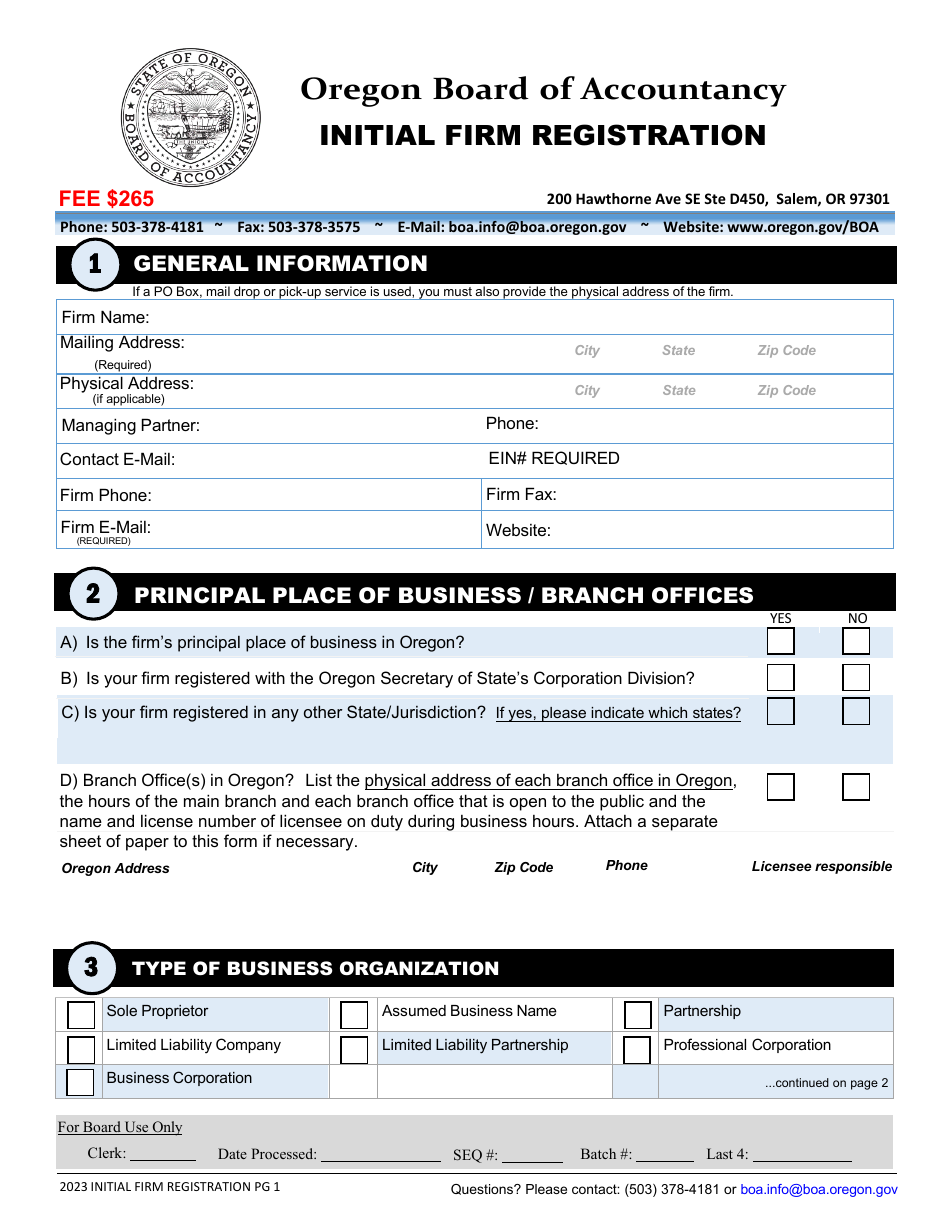 Initial Firm Registration - Oregon, Page 4