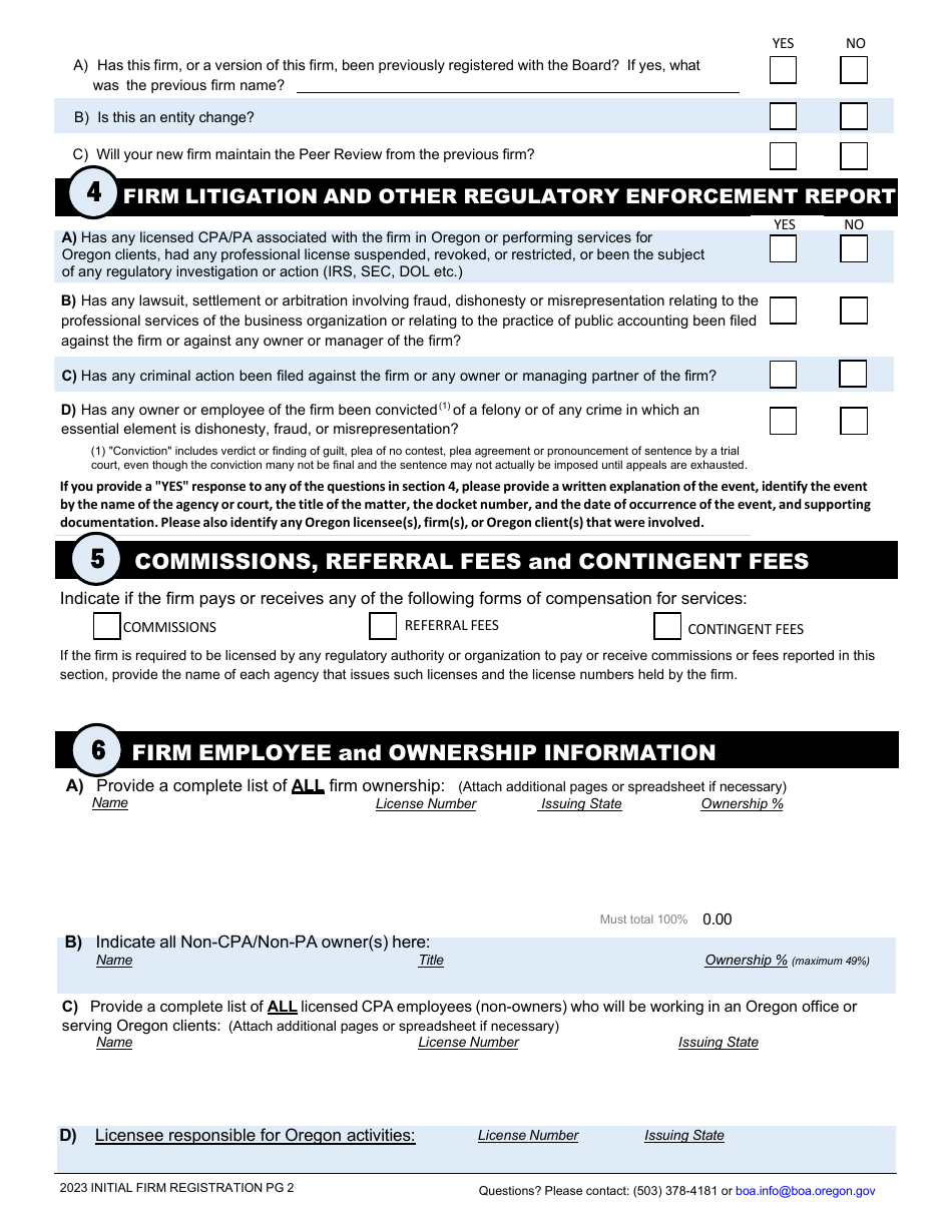 Initial Firm Registration - Oregon, Page 5