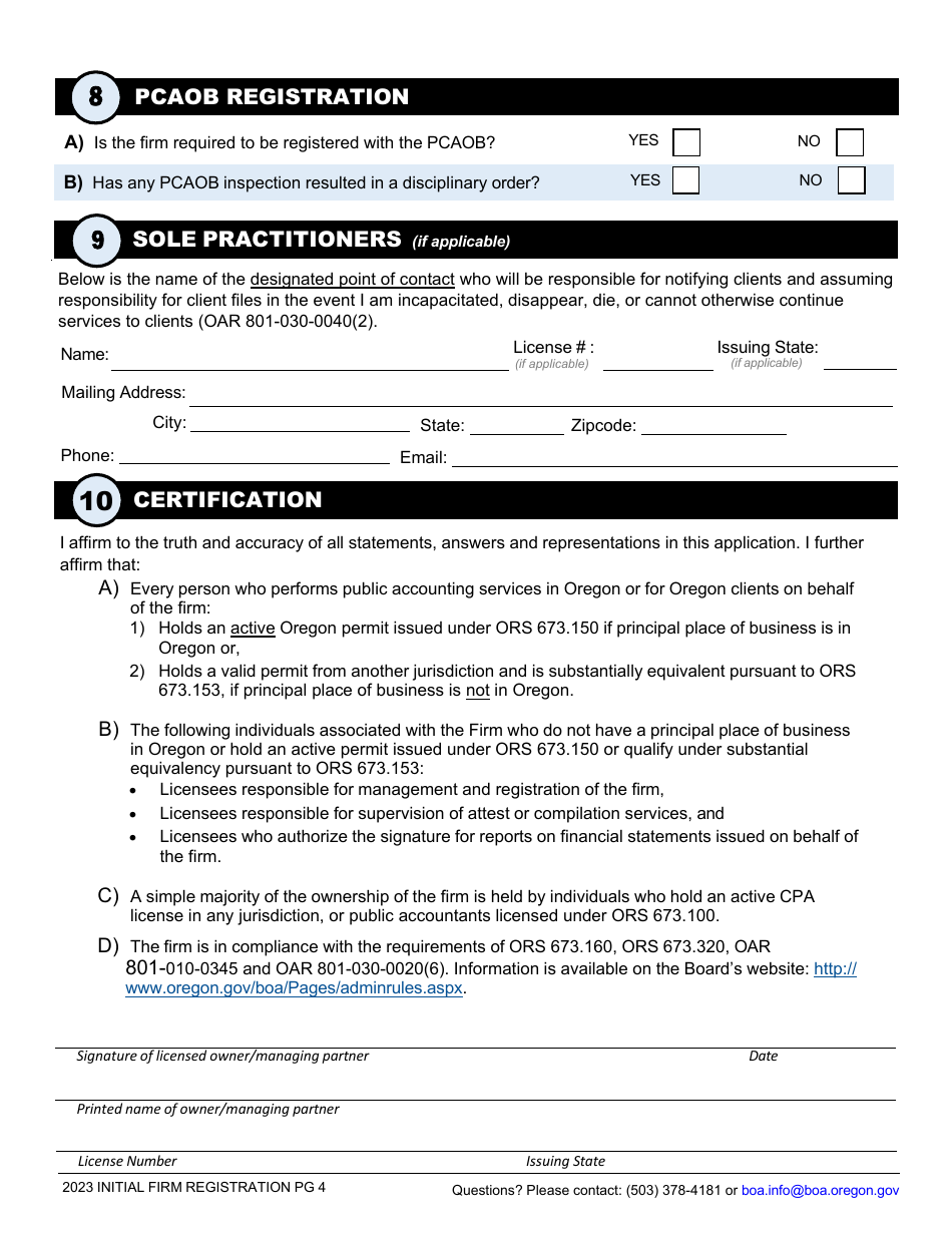 Initial Firm Registration - Oregon, Page 7
